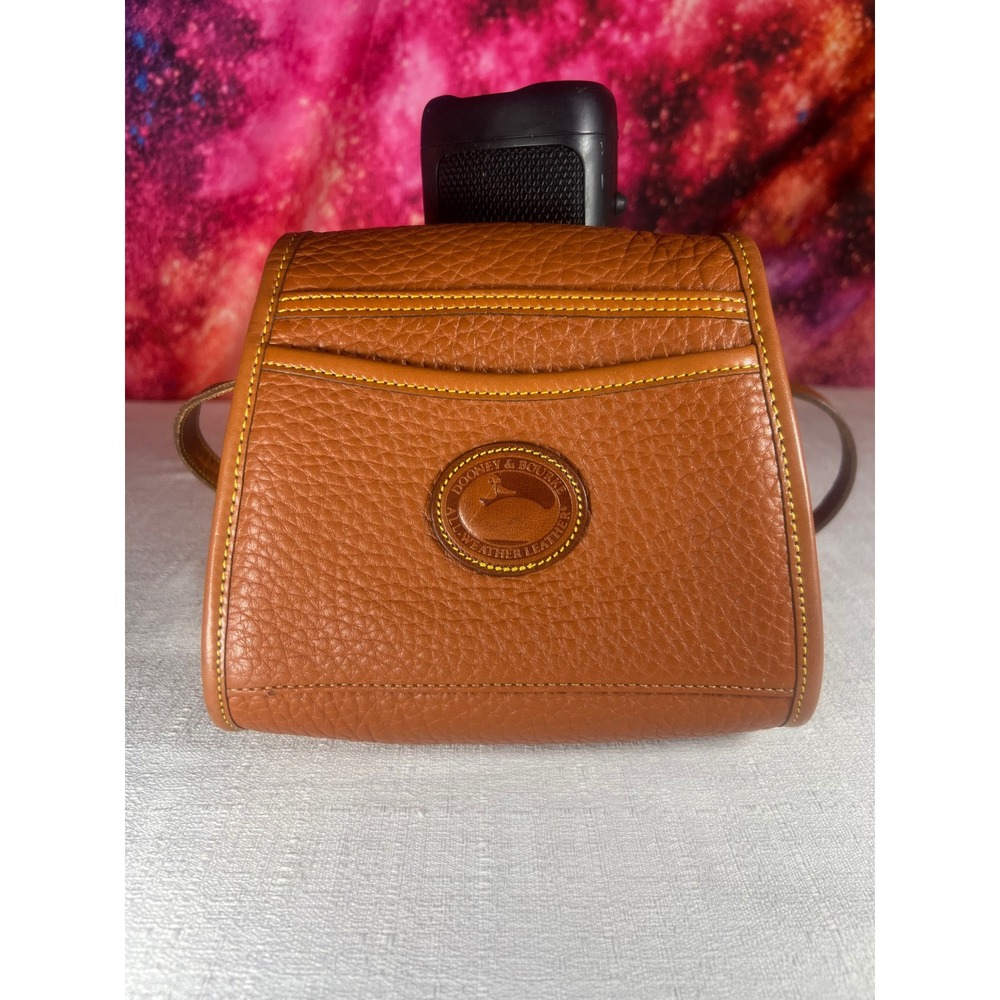 Vintage Dooney & Bourke All Weather Leather Crossbody Bag Tan Pebbled Duck Logo